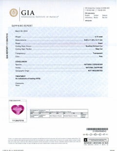 GIA Certified 4.15 Carat Heart-Shaped Pink Sapphire and Diamond Three-Stone Ring