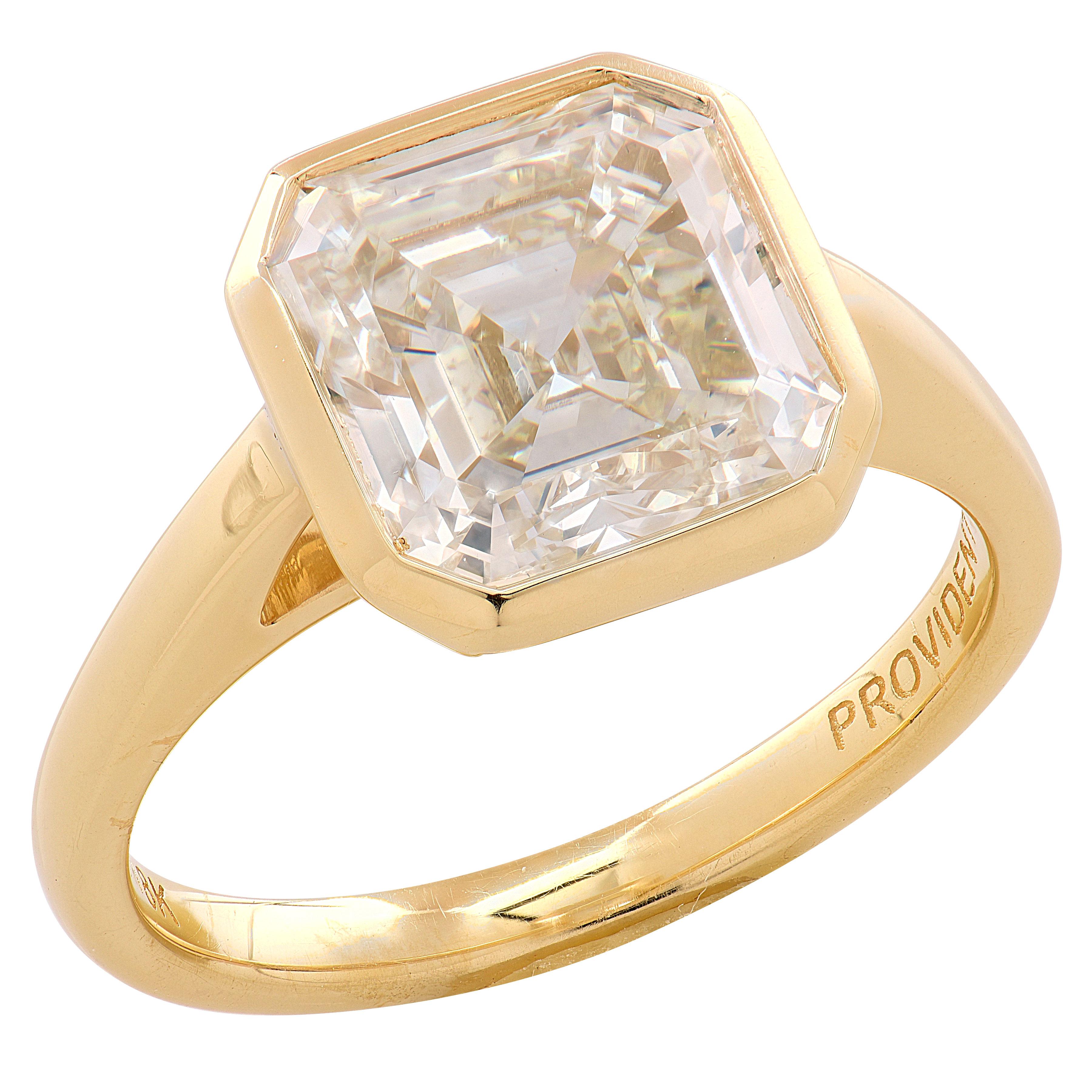 De las mujeres Anillo de compromiso de diamantes cuadrados talla esmeralda de 4,15 quilates certificado por el GIA en venta