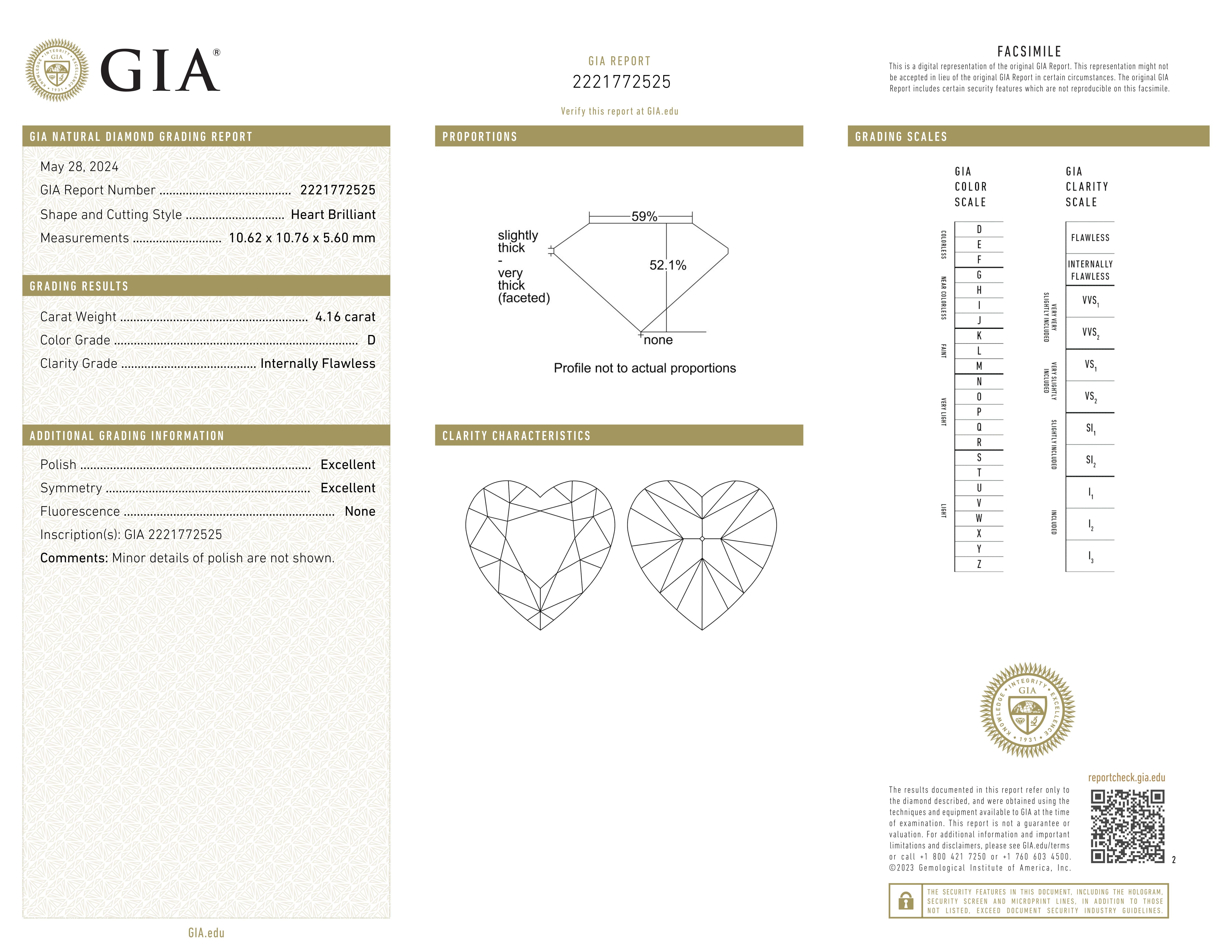 Donna Diamante cuore di tipo IIa certificato GIA da 4,16 carati D senza difetti interni in vendita