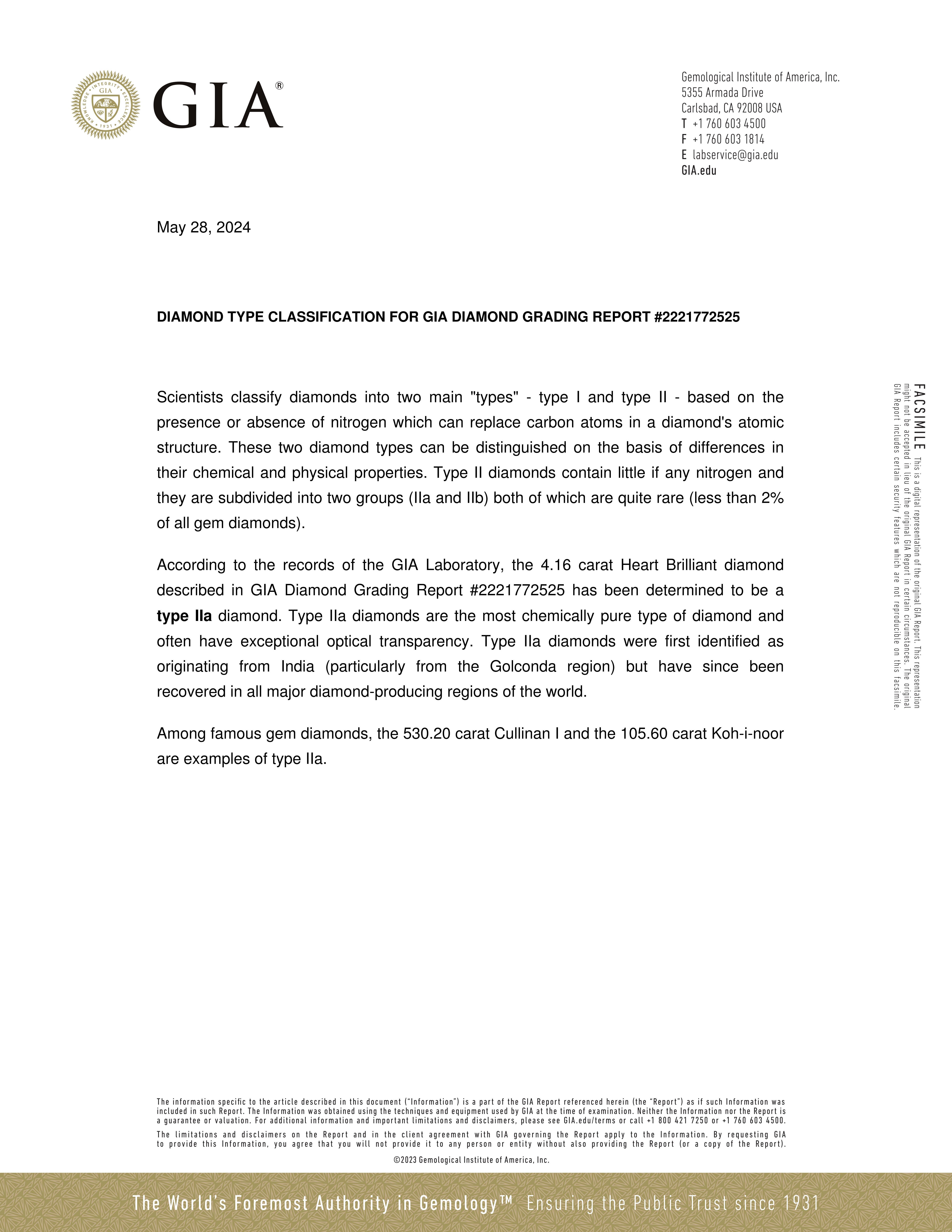 Diamante cuore di tipo IIa certificato GIA da 4,16 carati D senza difetti interni in vendita 1