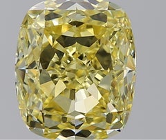 GIA Certified 4.16 Carat Fancy Intense Yellow Cushion Diamond VVS1