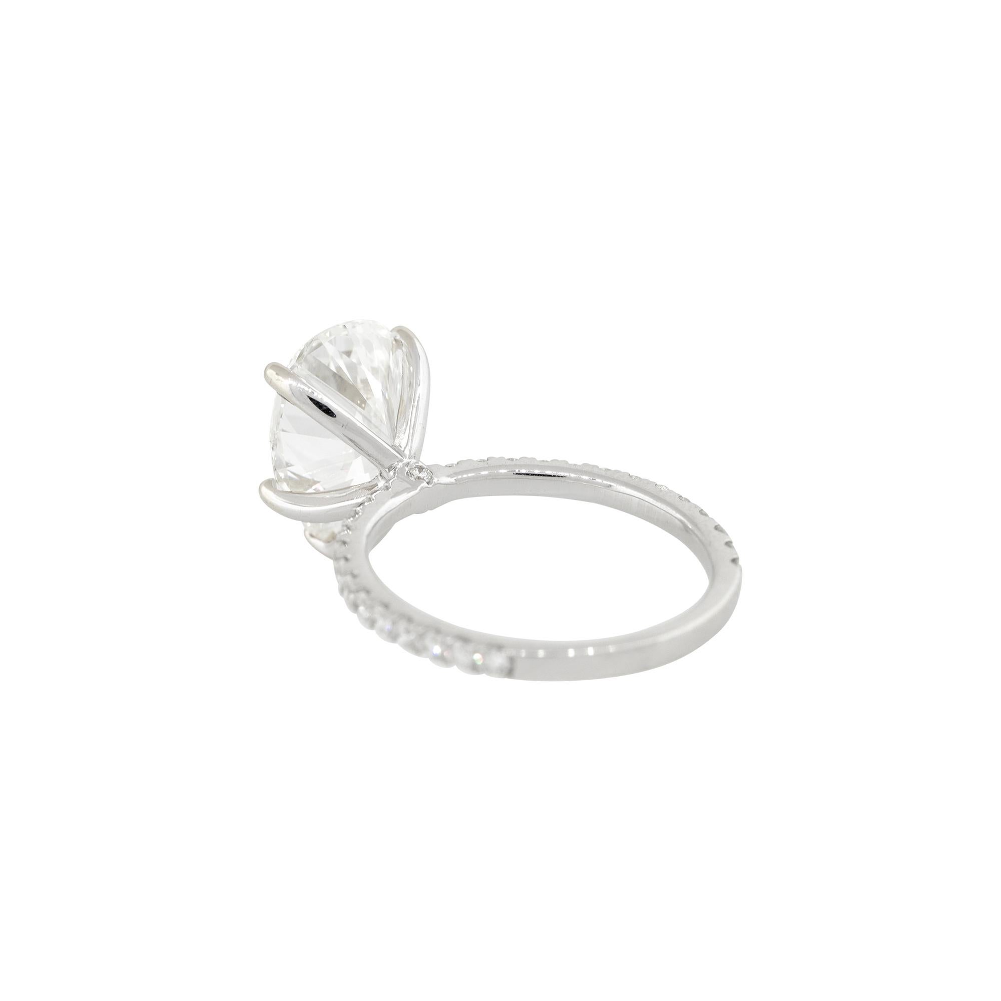Women's GIA Certified 4.16 Carat Pear Shaped Diamond Engagement Ring 18 Karat in Stock For Sale