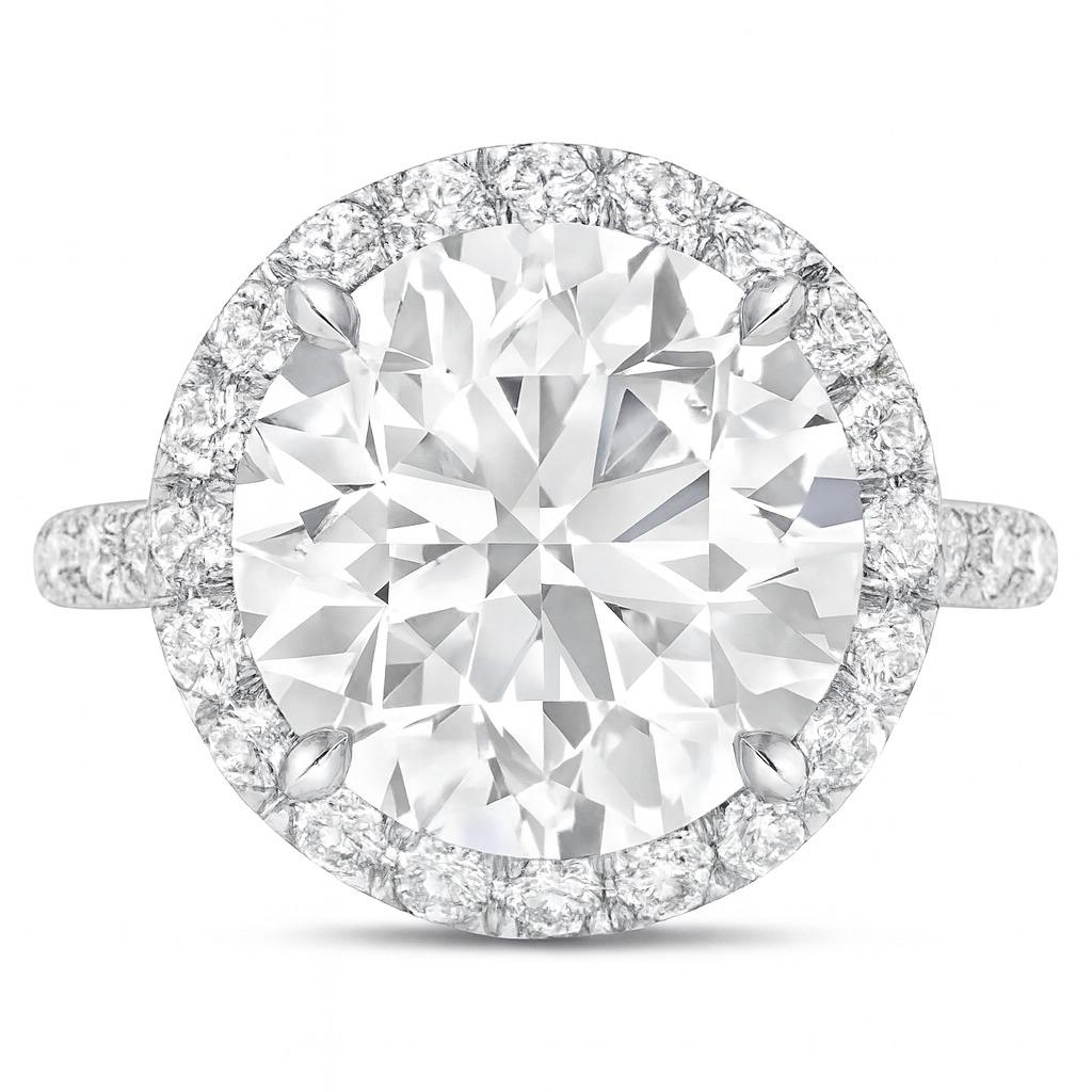 Platinring, GIA-zertifizierter 4,06 Karat Diamant im Rundschliff E Farbe VVS2 Reinheit Platinring im Zustand „Neu“ im Angebot in Chicago, IL
