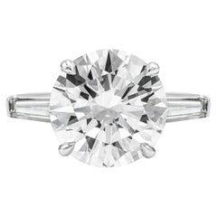 GIA Certified 4.16 Carats Brilliant Round Diamond Three-Stone Engagement Ring