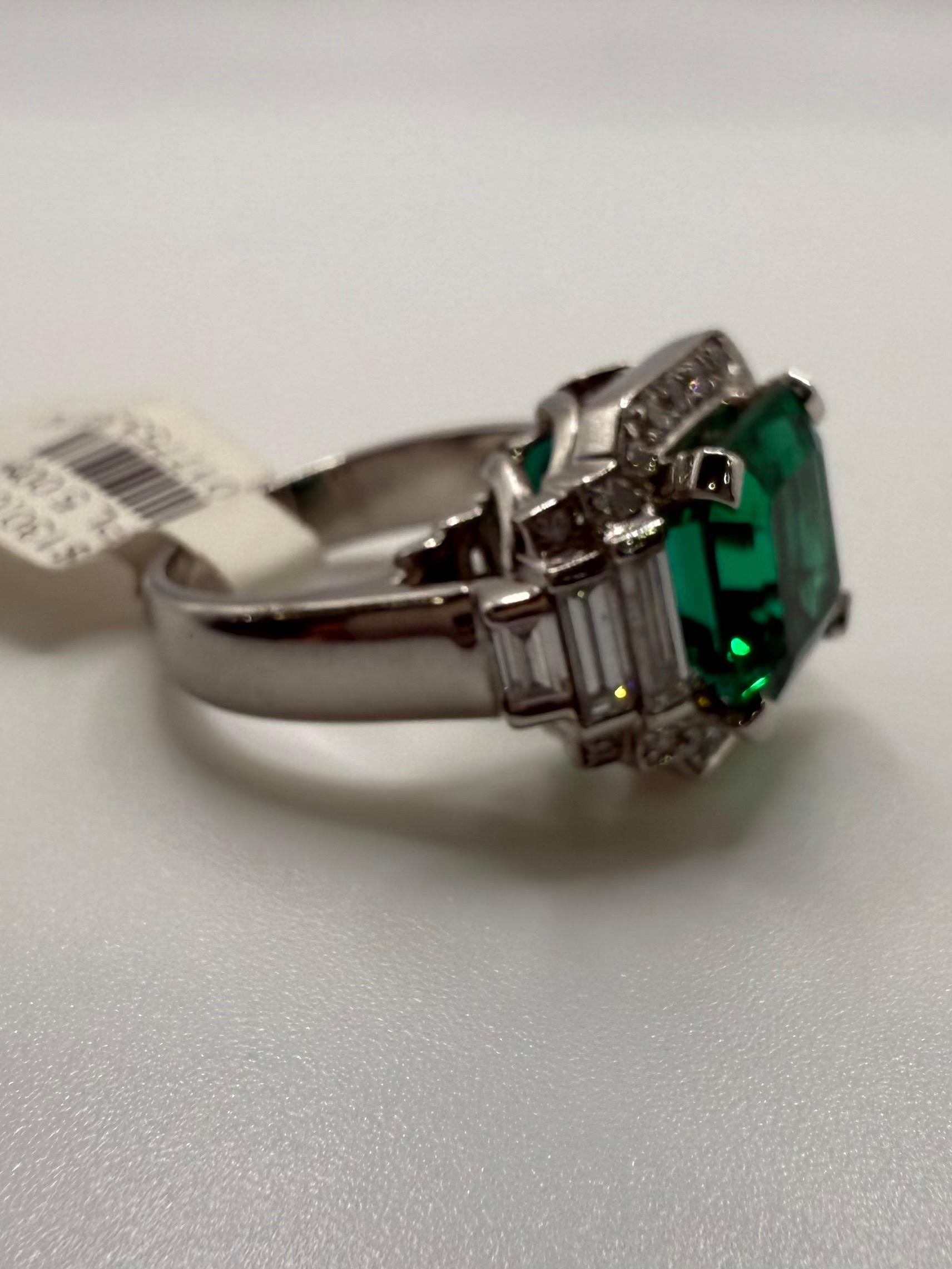 da uomo o donna Anello con diamante smeraldo colombiano da 4,16 carati certificato GIA in vendita