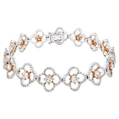 Bracelet en or rose et blanc certifié GIA de 4,16 carats de diamants roses et blancs