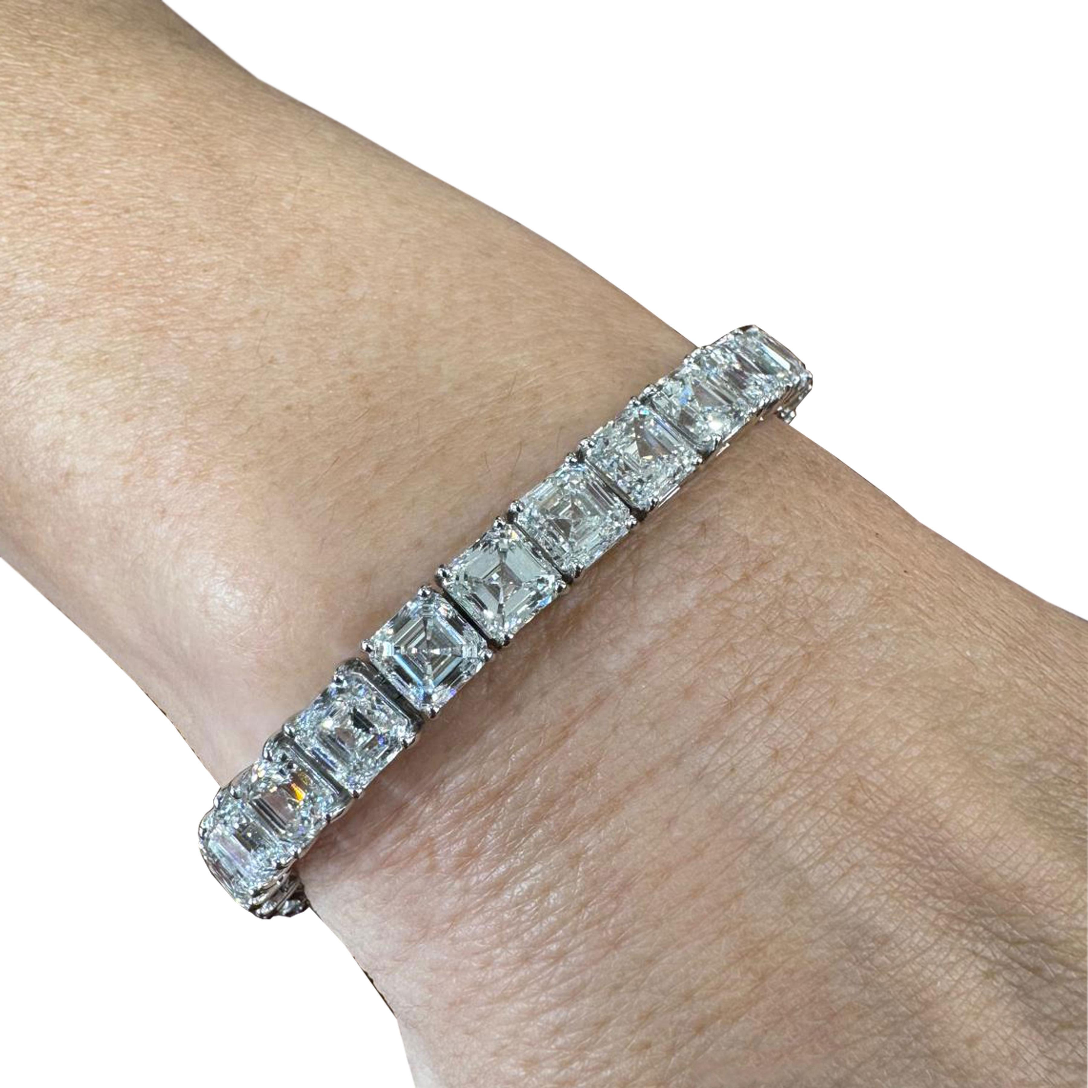 Pulsera de tenis de diamantes talla Asscher con certificado GIA de 41,62 ct Corte Asscher en venta