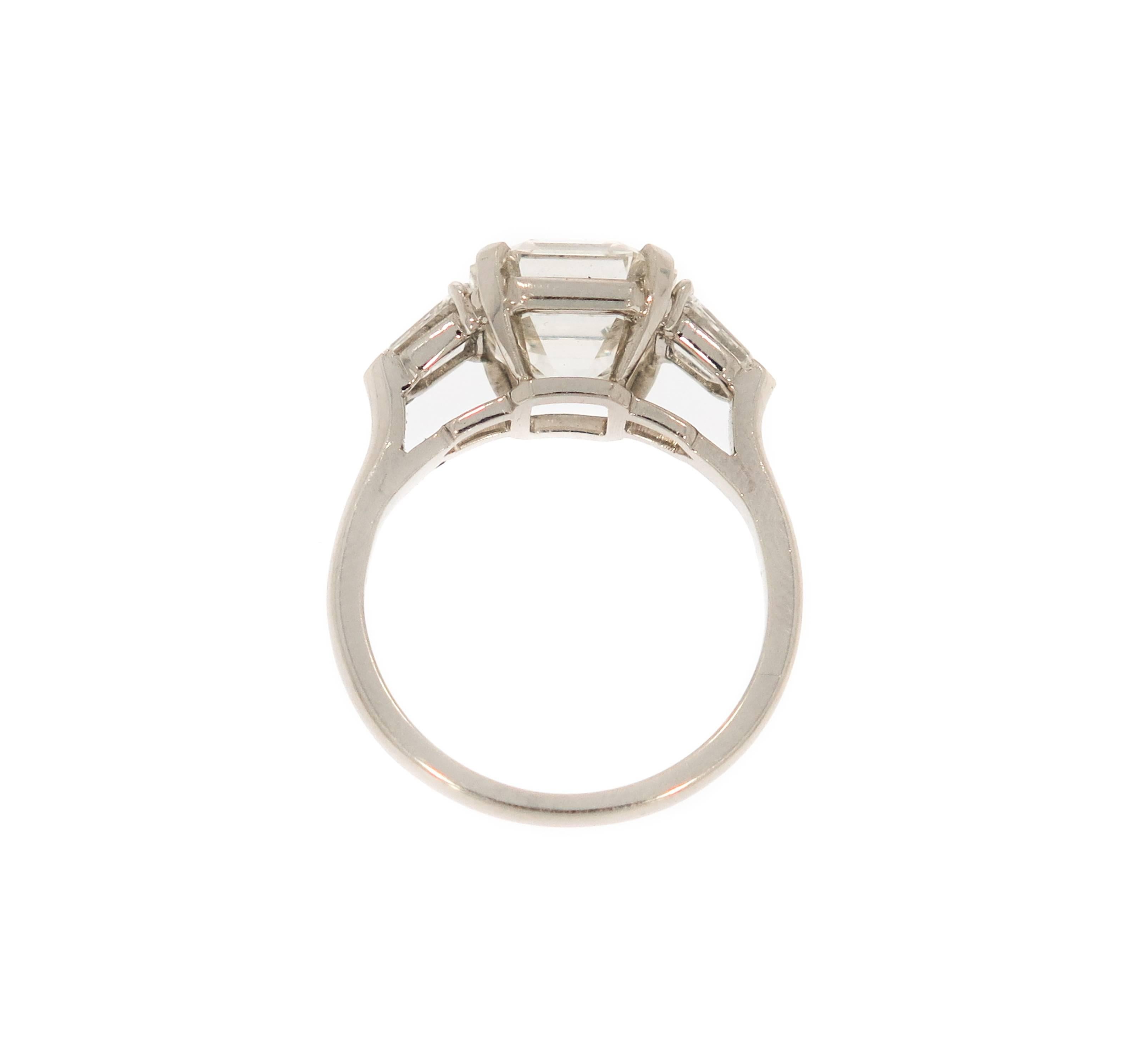 GIA Certified 4.17 Carat Asscher Cut Platinum Diamond Engagement Ring 4