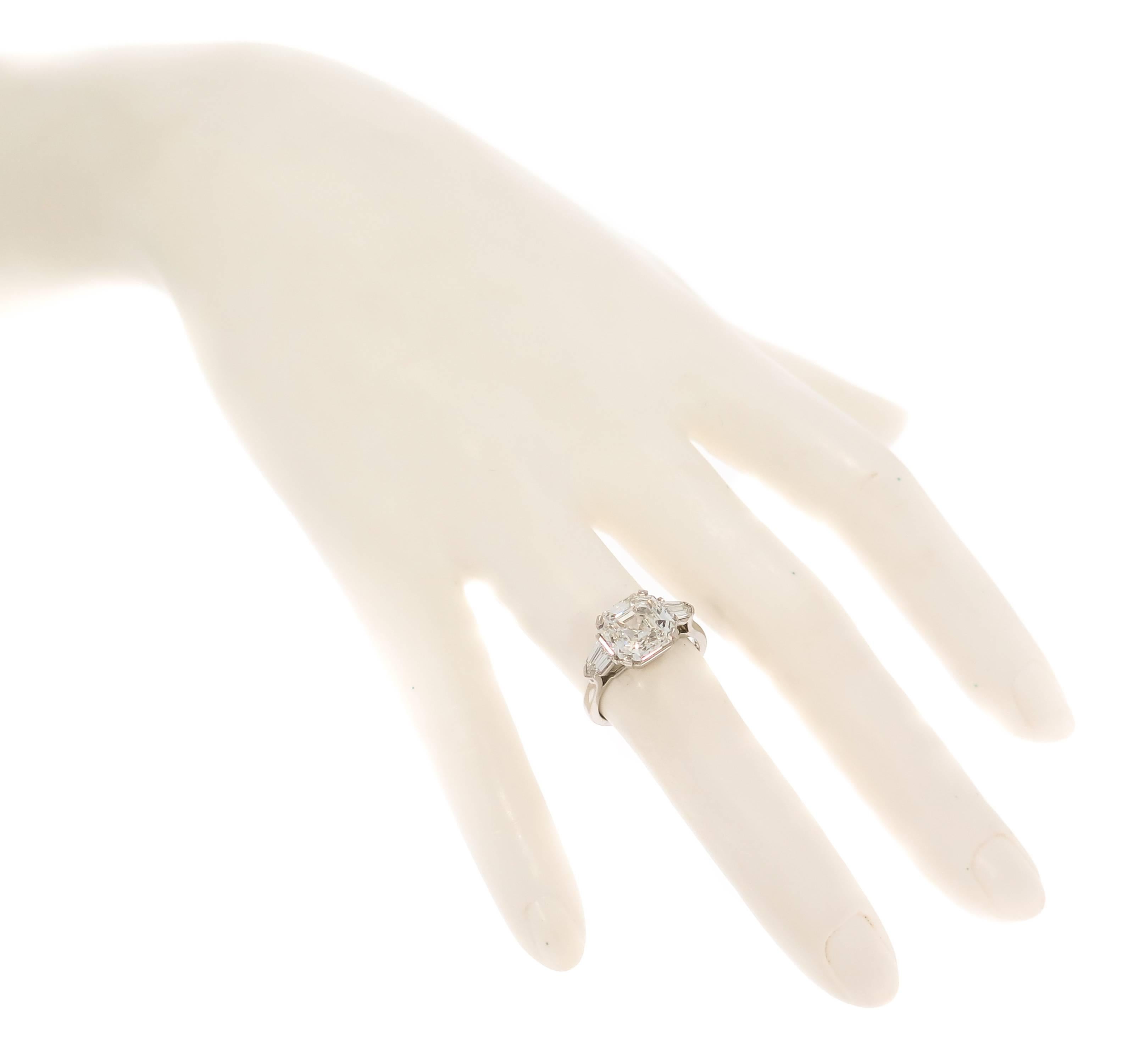 GIA Certified 4.17 Carat Asscher Cut Platinum Diamond Engagement Ring 5