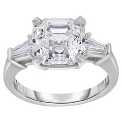 Bague de fiançailles en platine avec diamant certifié GIA de 4,17 carats, taille Asscher