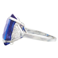 GIA Certified 4.17 Carat NO HEAT Ceylon Blue Sapphire Cut Diamond Ring