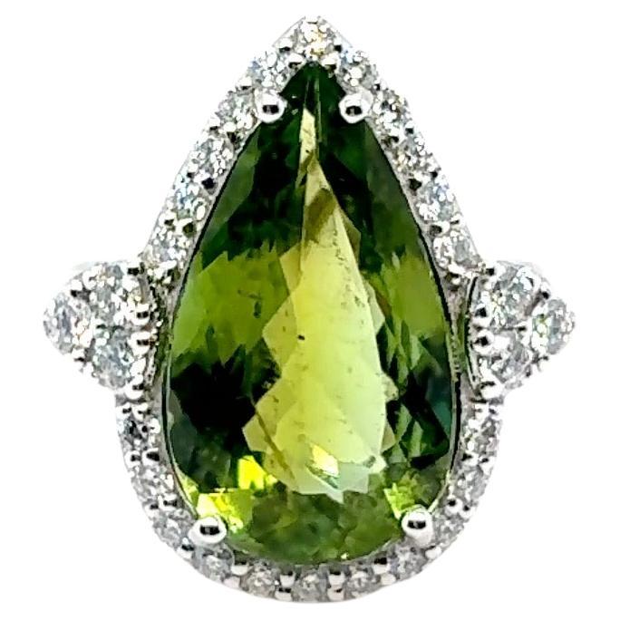 Anillo de diamantes de turmalina paraiba de 4,17 quilates, talla pera, certificado por el GIA
