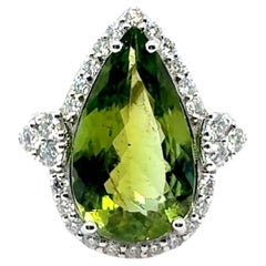 Anillo de diamantes de turmalina paraiba de 4,17 quilates, talla pera, certificado por el GIA