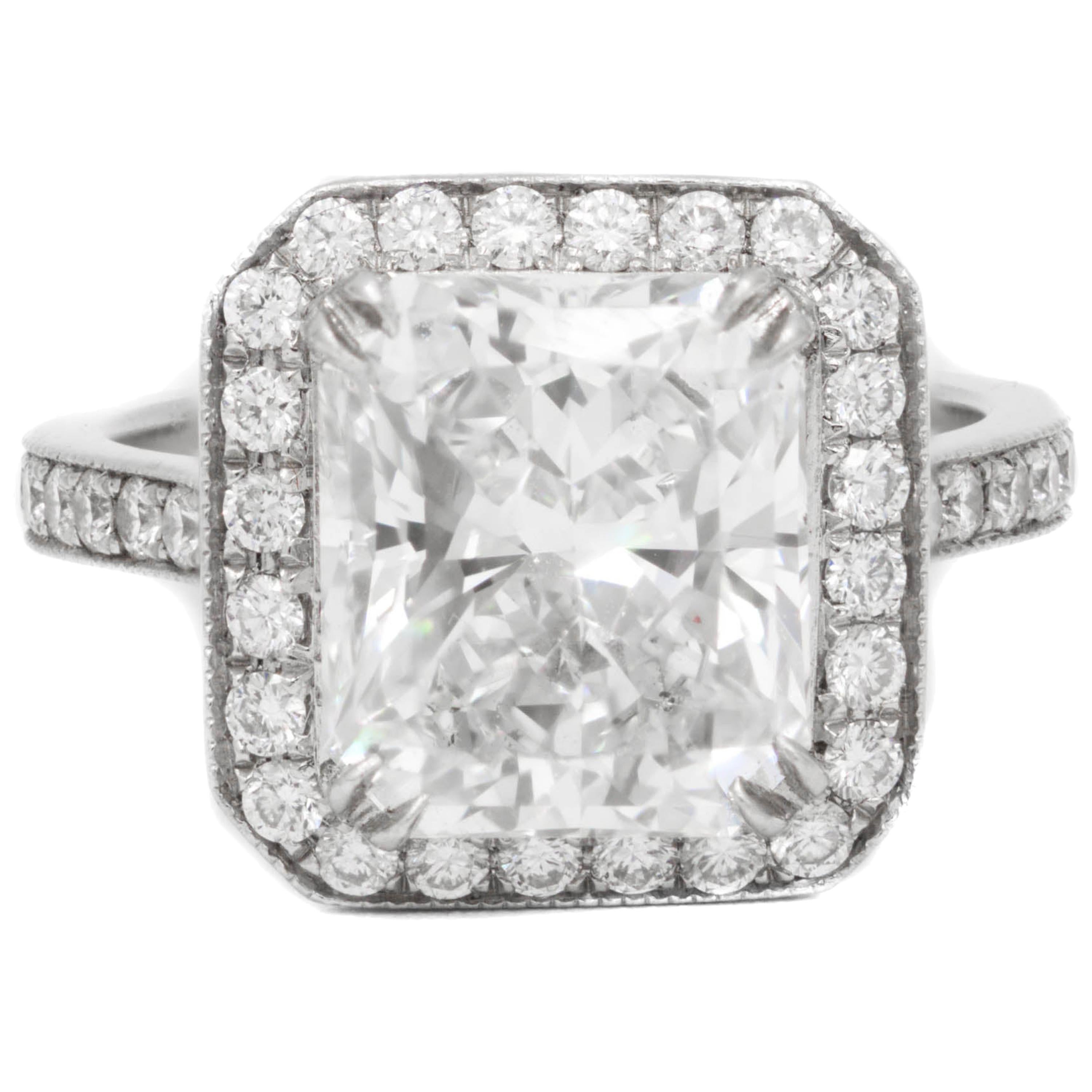 GIA Certified 4.18 Carat G-VS2 Radiant Diamond Ring