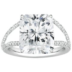 Anillo de compromiso de corte radiante de 4,18 quilates certificado por GIA, impecable