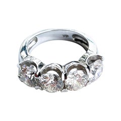 GIA Certified 4.18ct 18KW D-4.18 J SI1-SI2 'four stone' Natural Diamond Ring