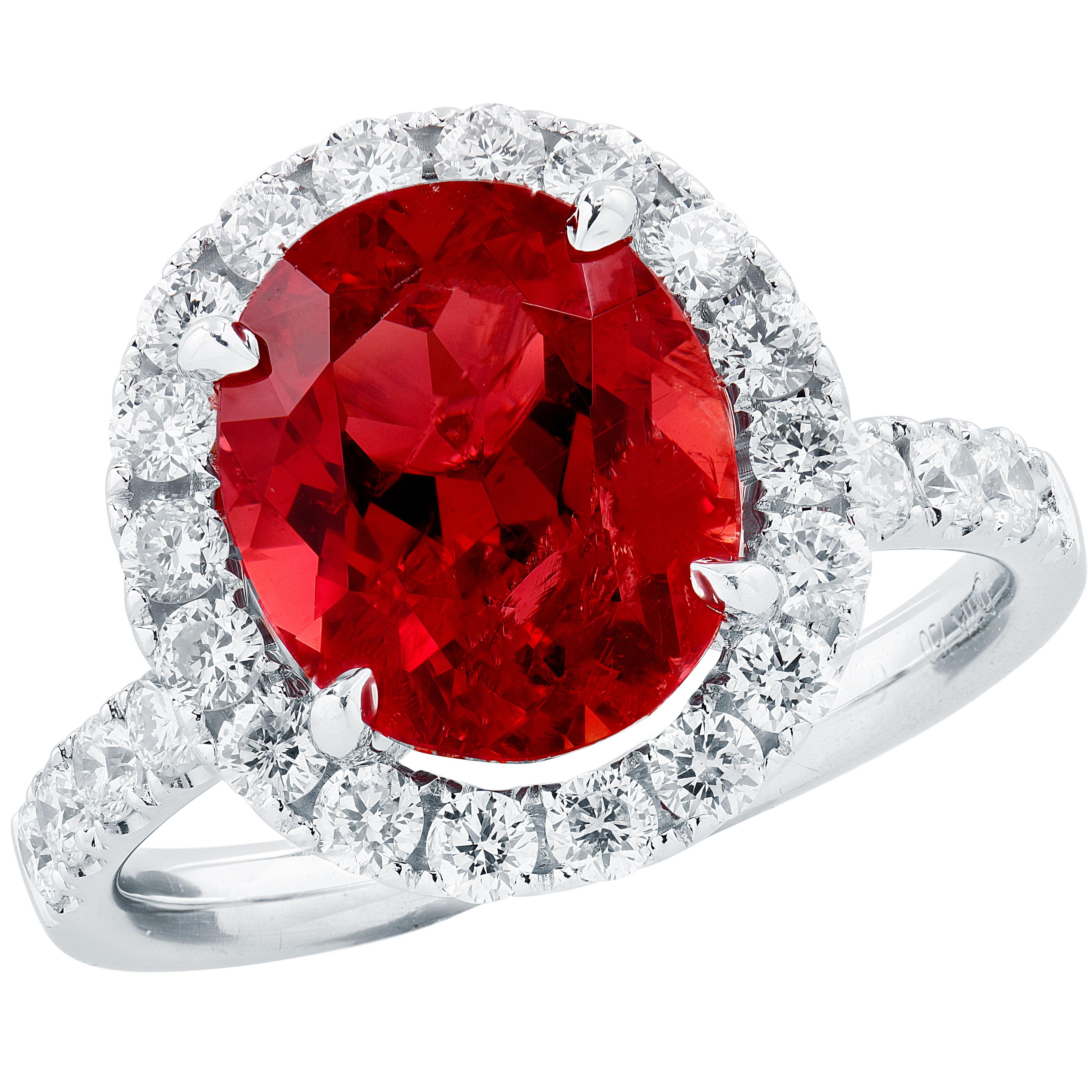 De las mujeres Anillo de rubíes y diamantes de 4,18 ct sin calor certificado por GIA en venta