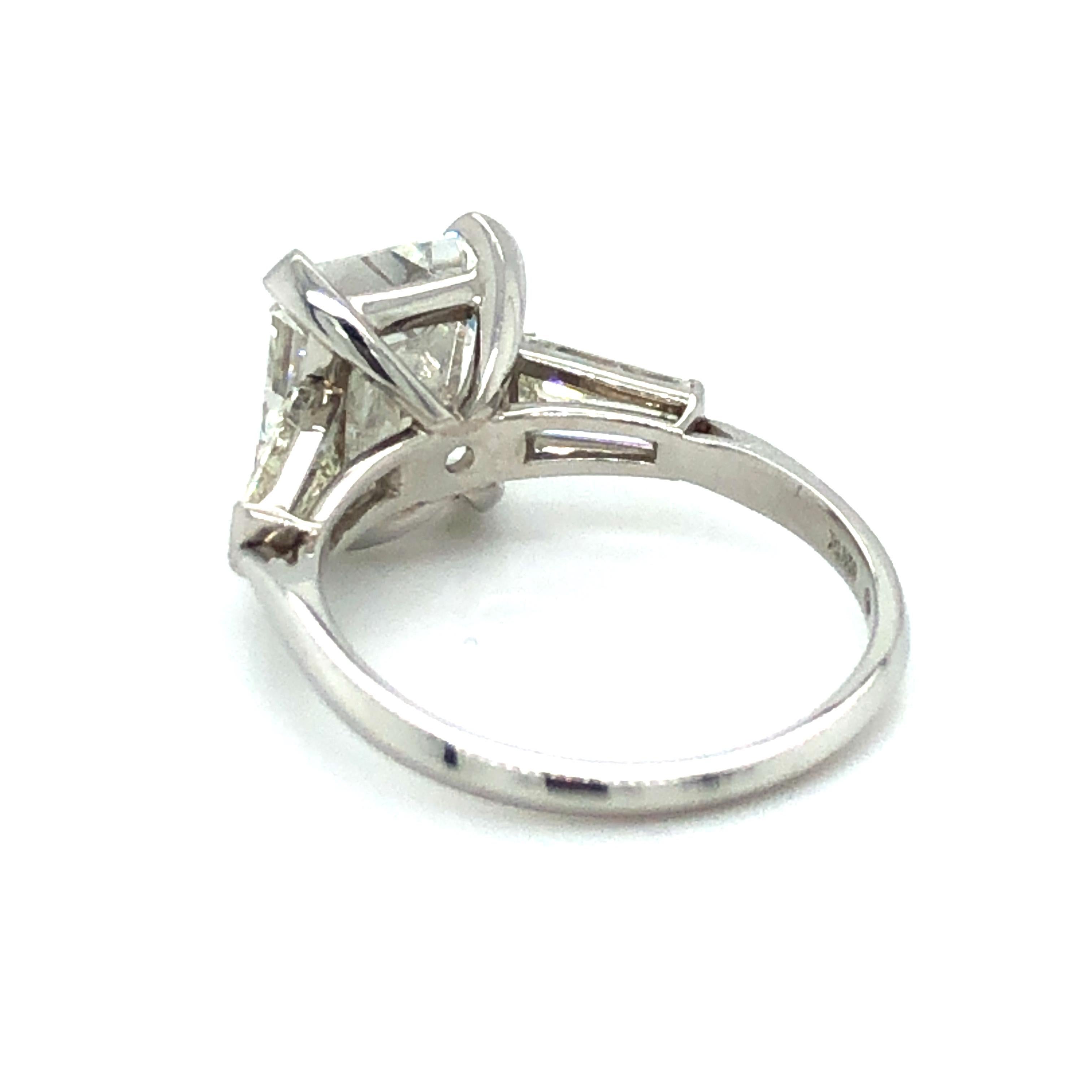 GIA Certified 4.19 Carat Emerald Cut Diamond Ring in Platinum 950 5