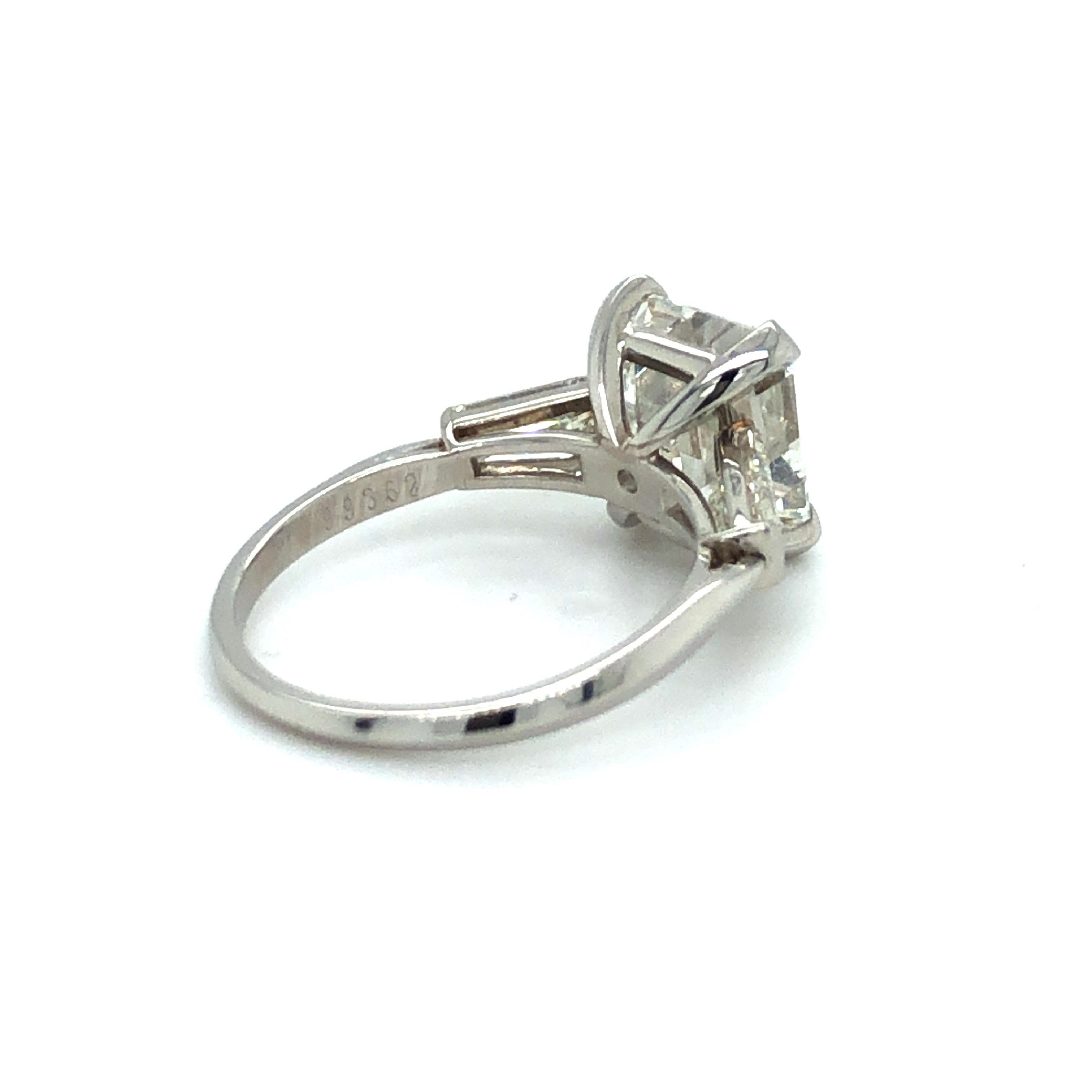 GIA Certified 4.19 Carat Emerald Cut Diamond Ring in Platinum 950 6