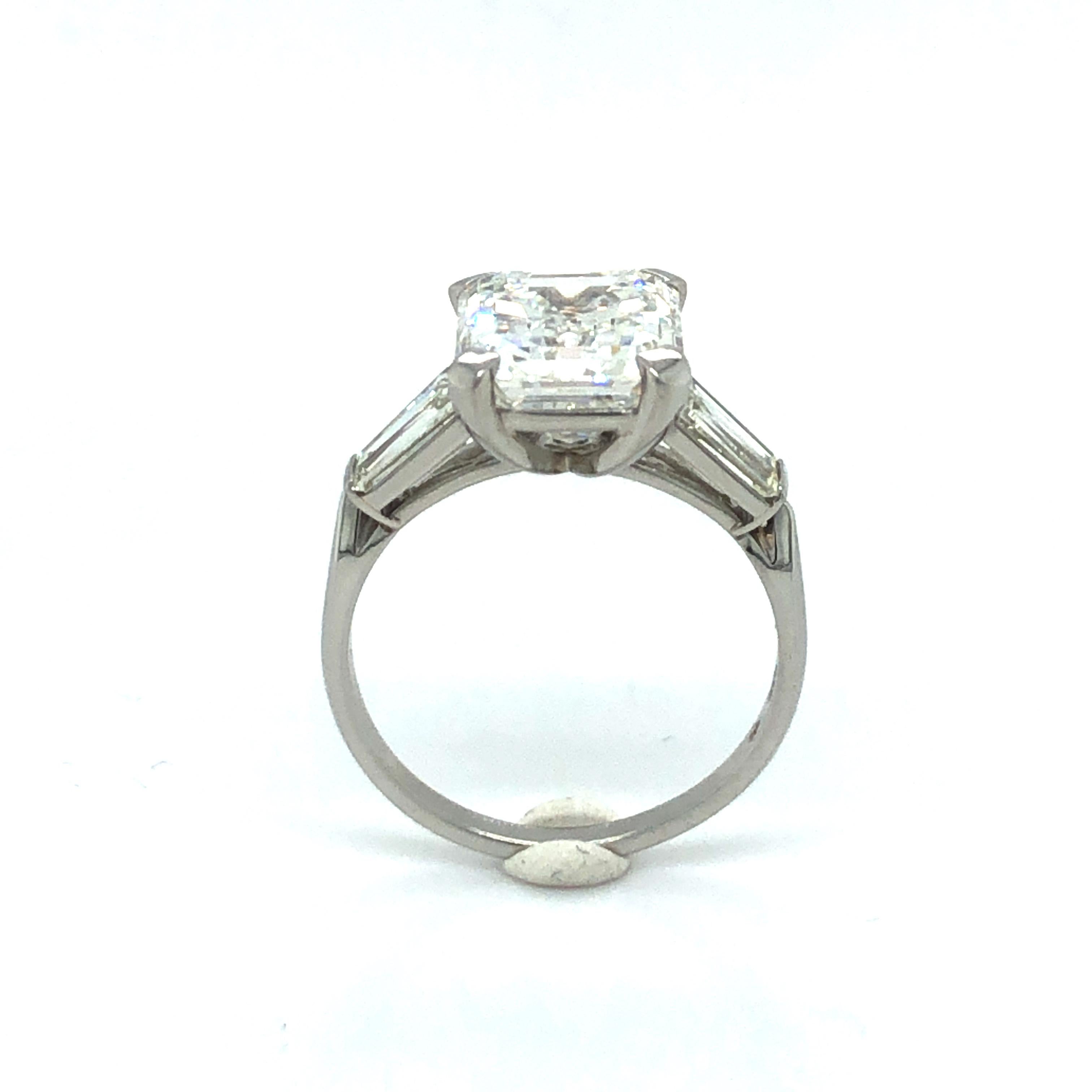 GIA Certified 4.19 Carat Emerald Cut Diamond Ring in Platinum 950 7