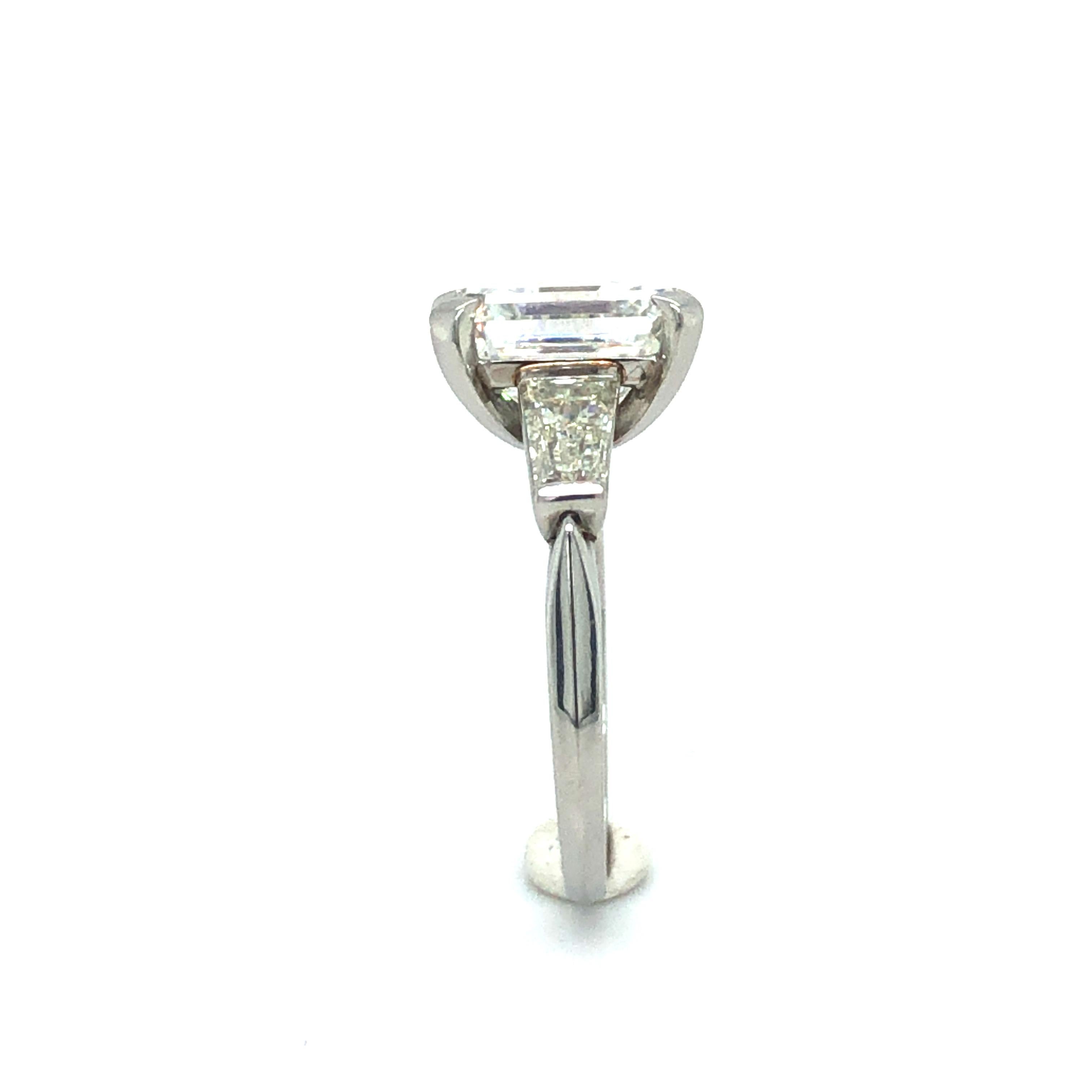 GIA Certified 4.19 Carat Emerald Cut Diamond Ring in Platinum 950 1