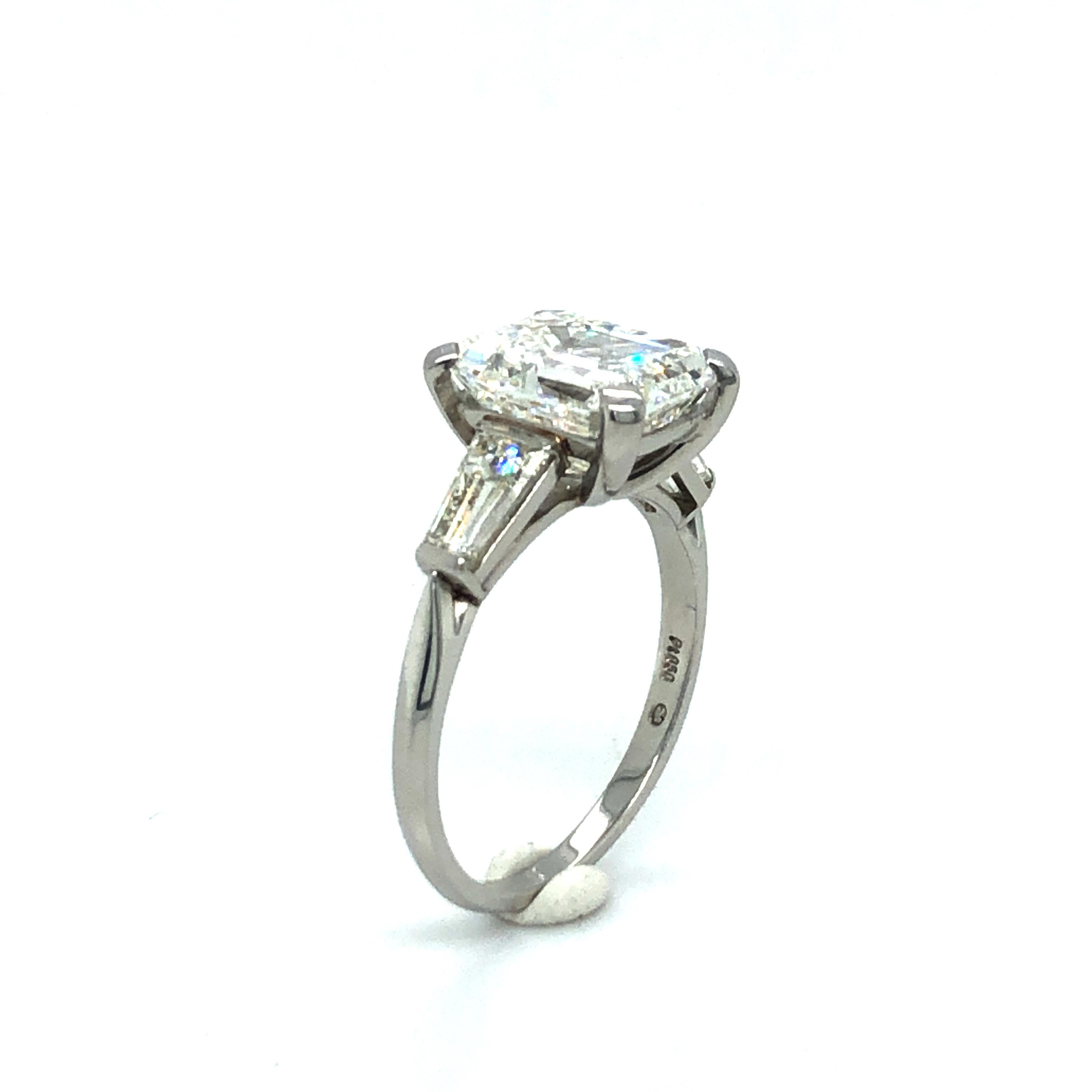 GIA Certified 4.19 Carat Emerald Cut Diamond Ring in Platinum 950 2