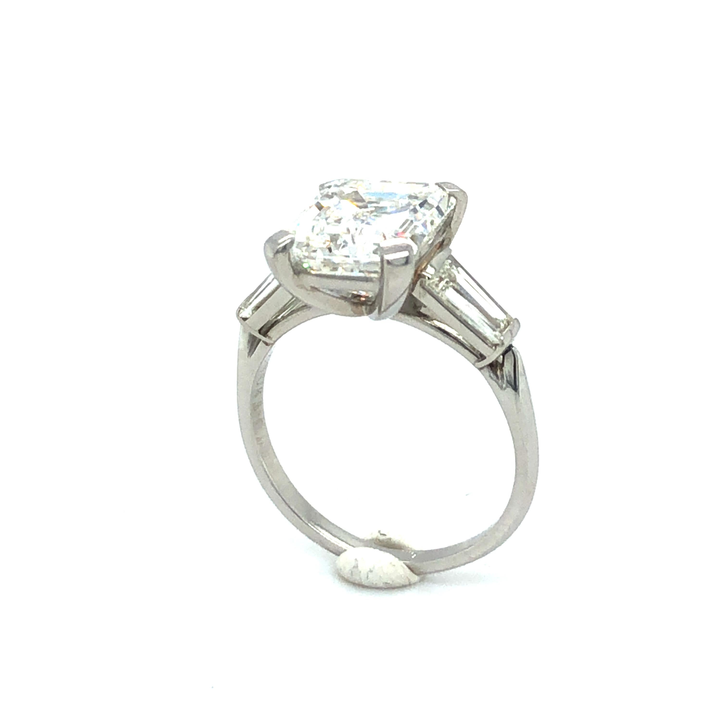 GIA Certified 4.19 Carat Emerald Cut Diamond Ring in Platinum 950 3
