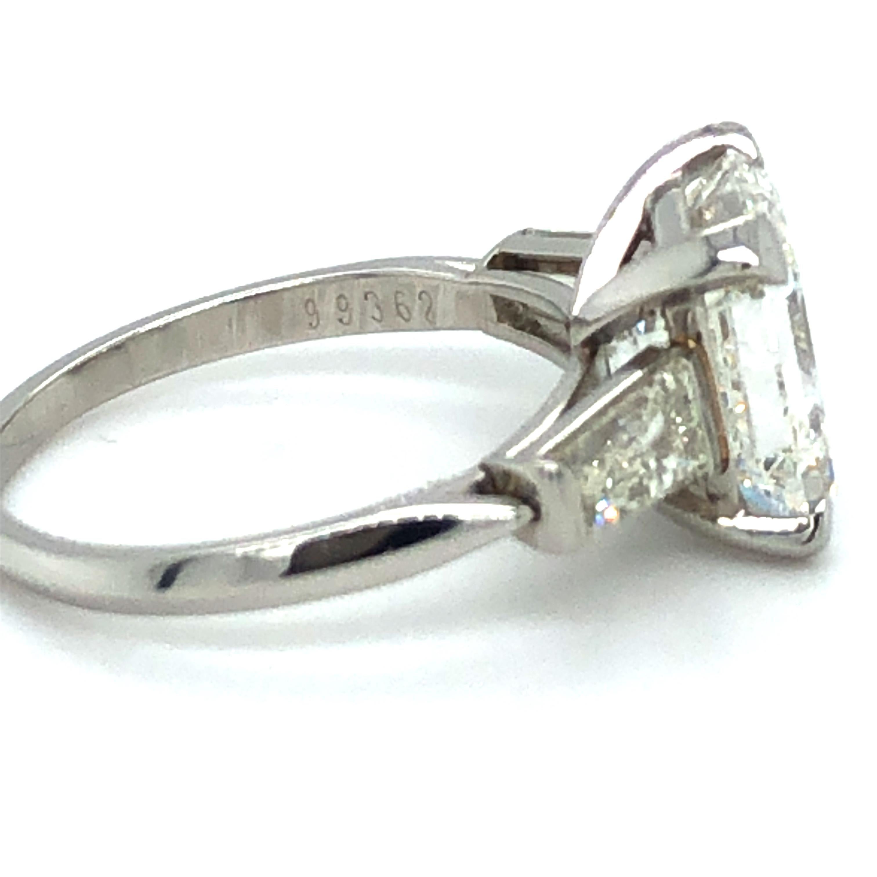 GIA Certified 4.19 Carat Emerald Cut Diamond Ring in Platinum 950 4