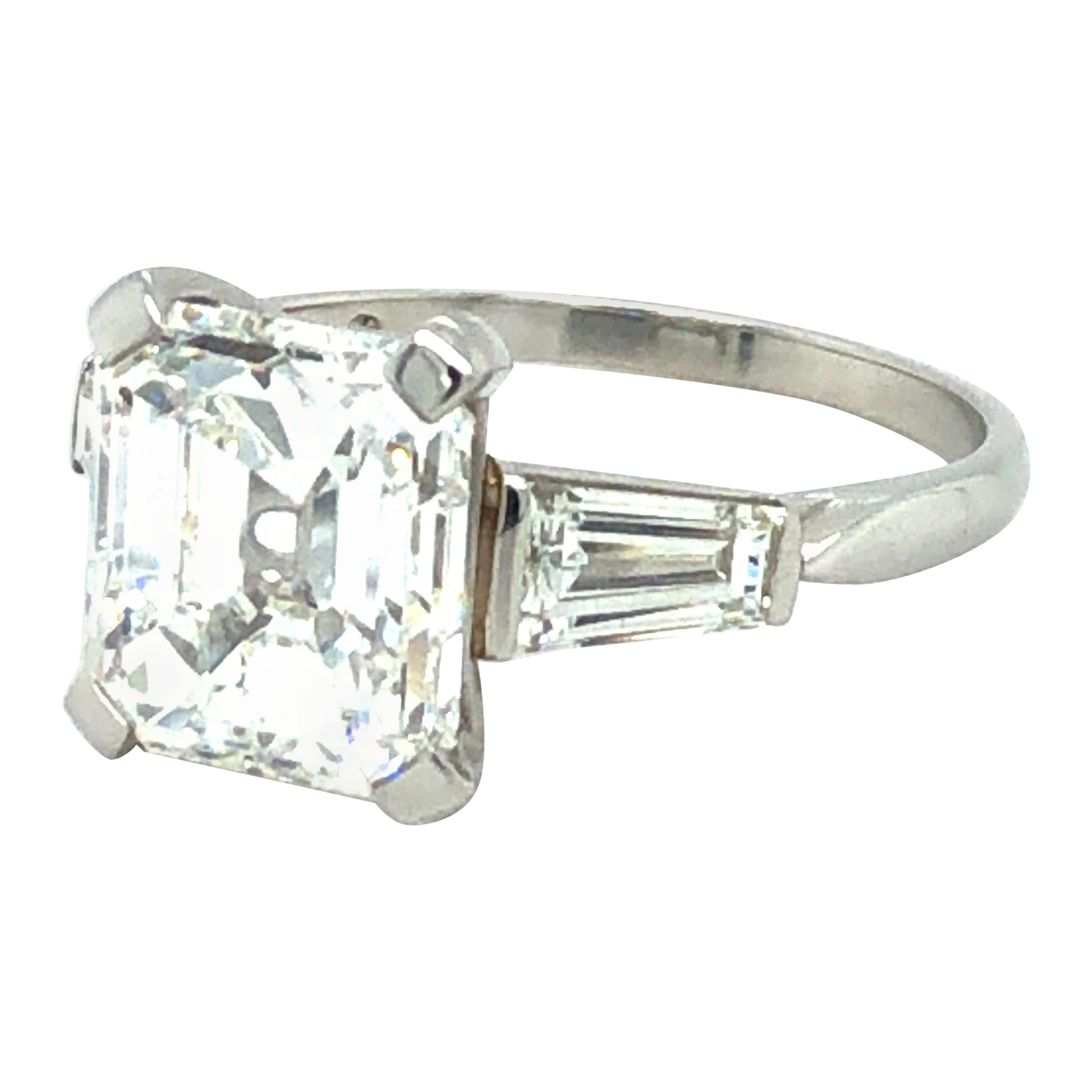 GIA Certified 4.19 Carat Emerald Cut Diamond Ring in Platinum 950