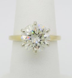 GIA Certified 4.19ct Round Brilliant Cut Diamond Solitaire Engagement Ring