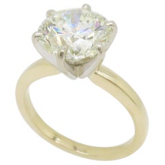 GIA Certified 4.19ct Round Brilliant Cut Diamond Solitaire Engagement Ring
