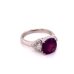 GIA Certified 4.1 Carat Kashmir No Heat Natural Ruby 18 Karat White Gold Ring