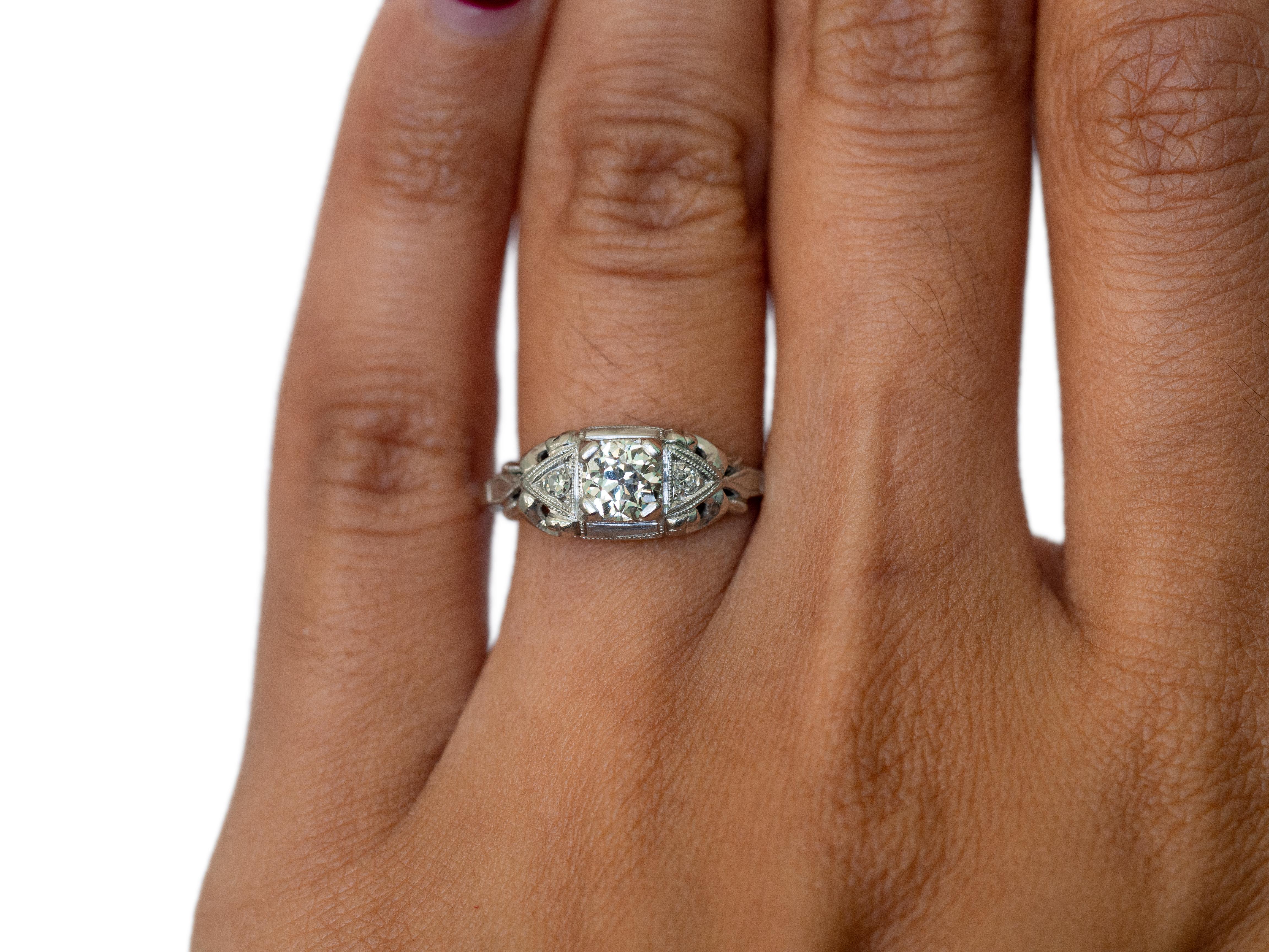 Art Deco GIA Certified .42 Carat Diamond Platinum Engagement Ring For Sale