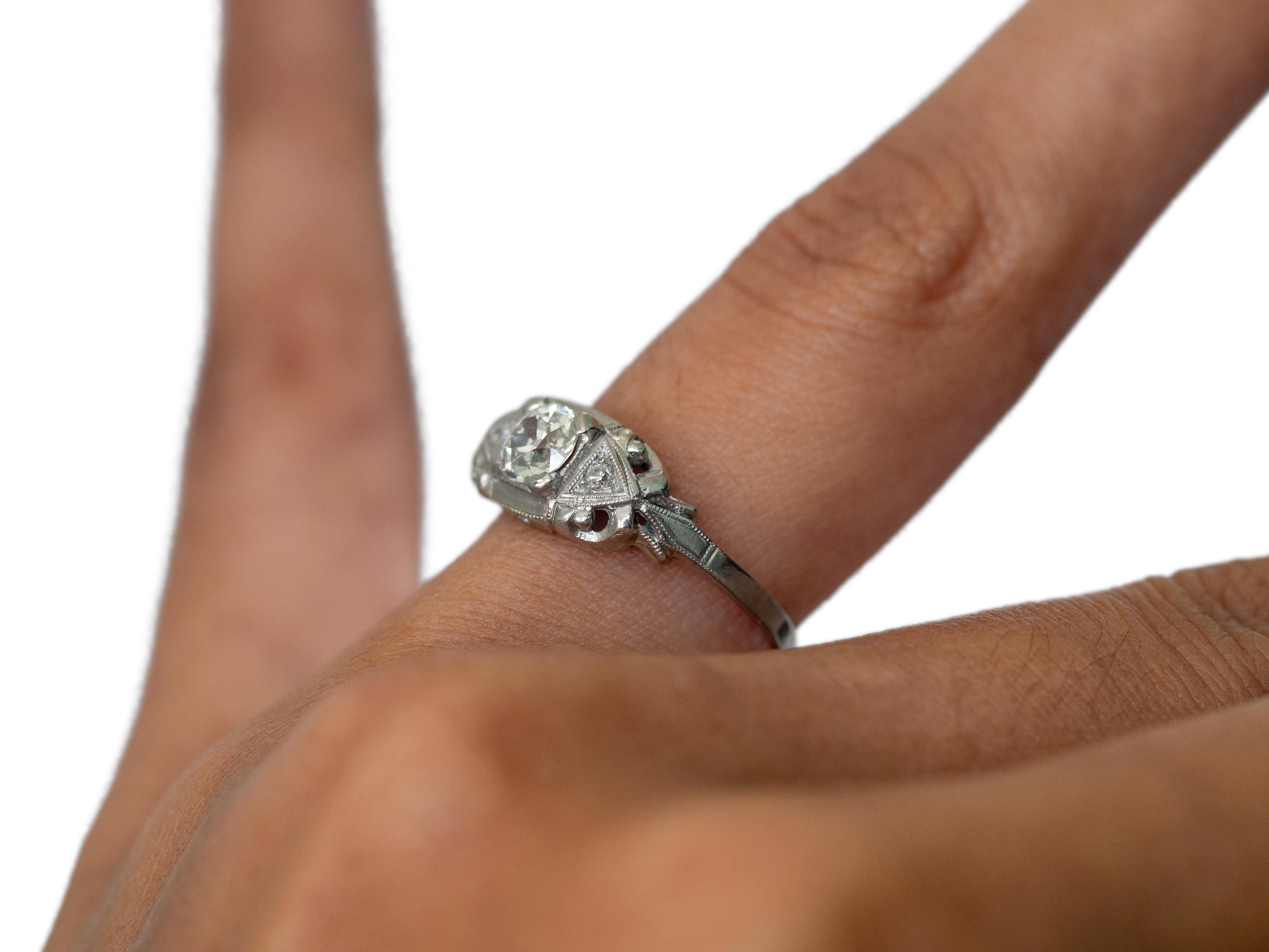 Old European Cut GIA Certified .42 Carat Diamond Platinum Engagement Ring For Sale
