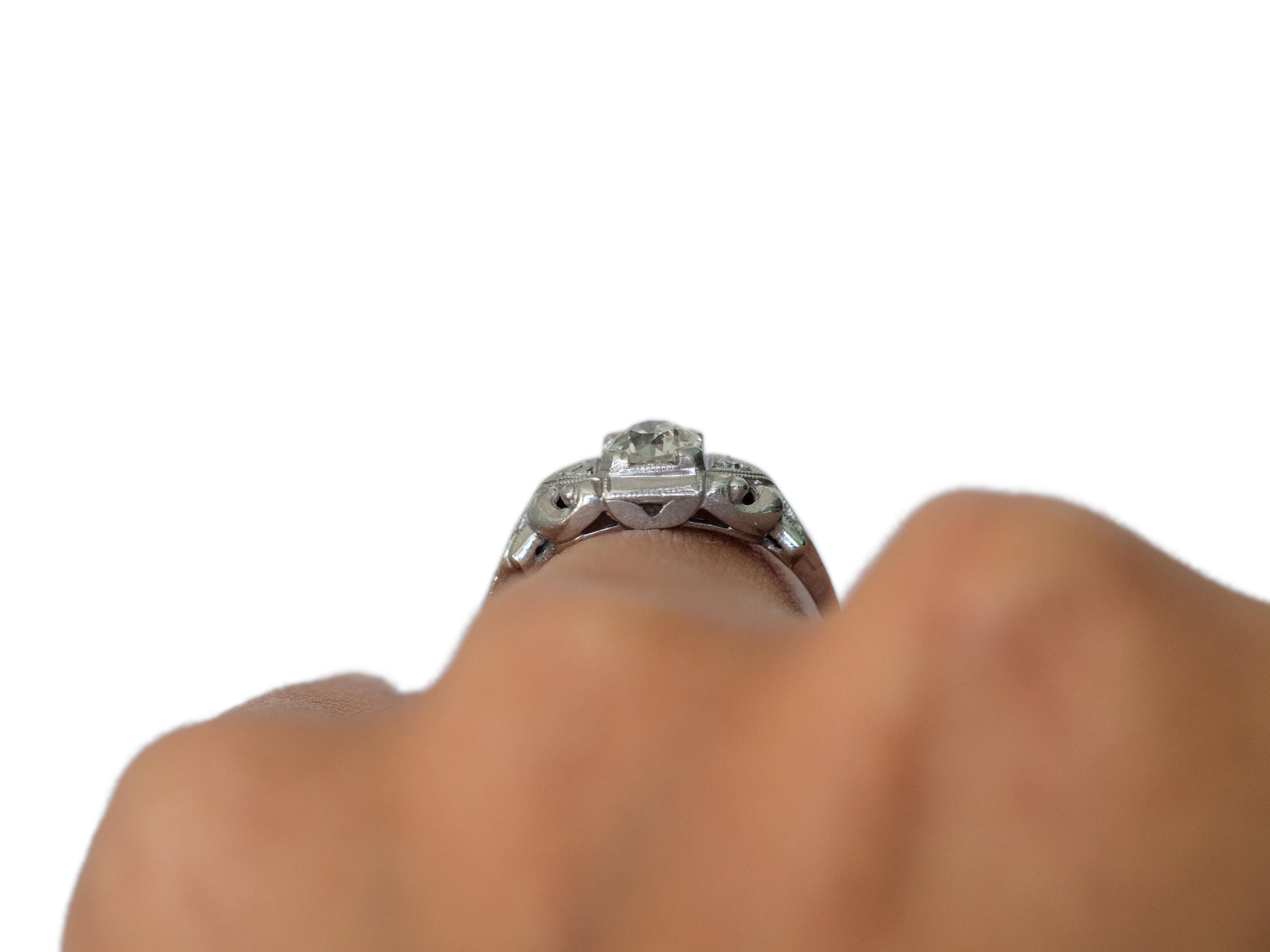 Bague de fiançailles en platine avec diamants de 0,42 carat certifiés GIA en vente 2