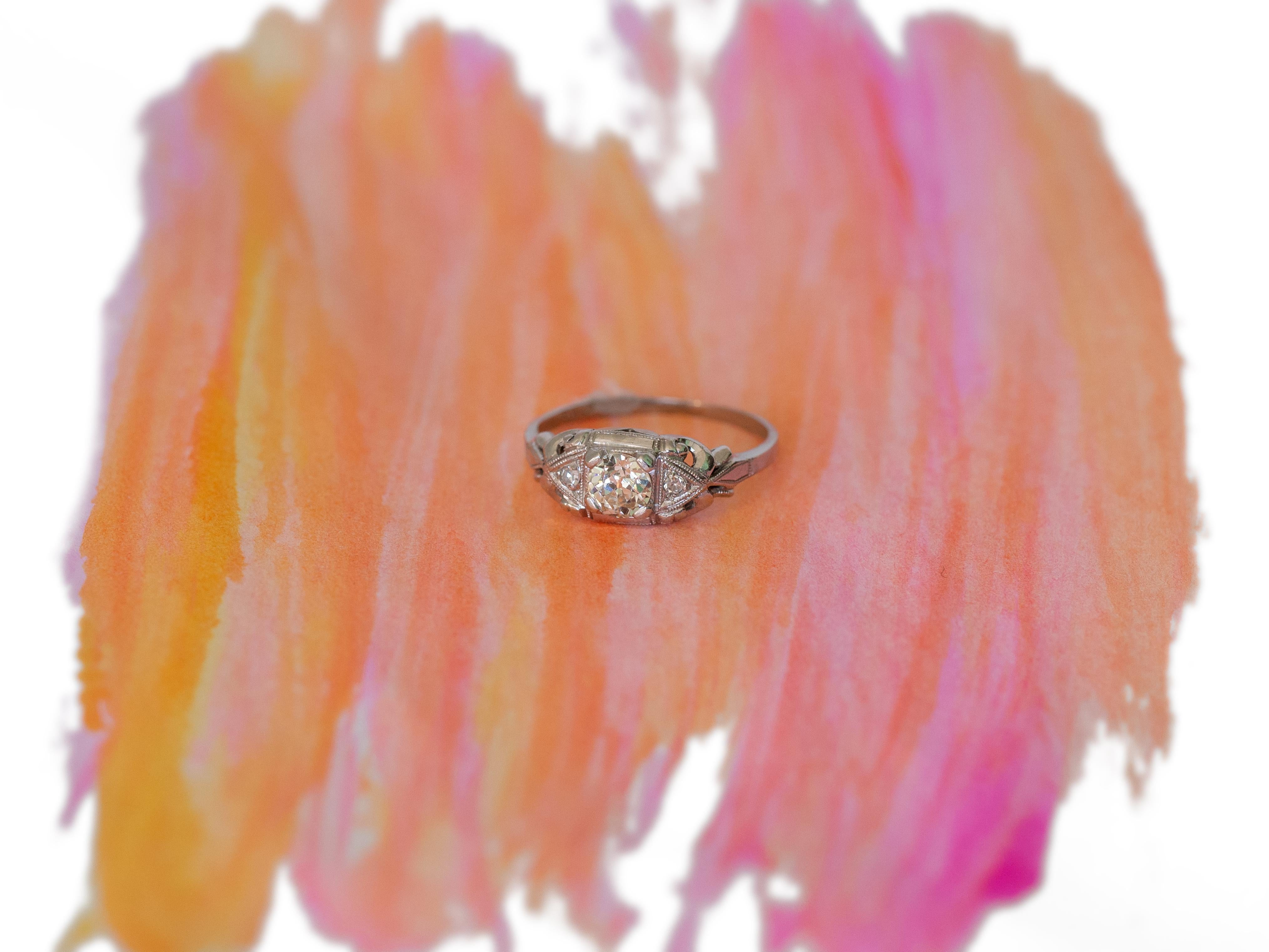 Women's or Men's GIA Certified .42 Carat Diamond Platinum Engagement Ring For Sale