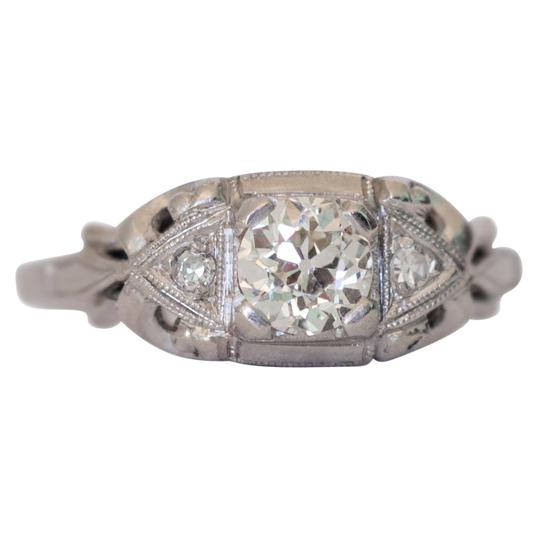 Bague de fiançailles en platine avec diamants de 0,42 carat certifiés GIA en vente