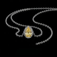 GIA Certified 4.2 Carat Fancy Brownish Yellow Pear Shape Diamond Necklace