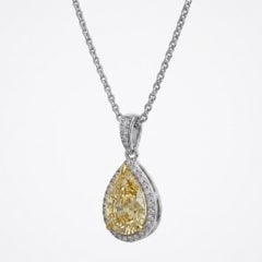 GIA Certified 4.2 Carat Fancy Brownish Yellow Pear Shape Diamond Necklace
