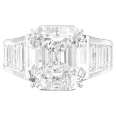 GIA Certified 4.20 Carat Emerald Cut Diamond Platinum Ring