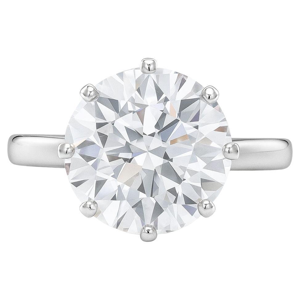 GIA zertifiziert 4,20 Karat F Farbe Old European Cut Diamant Ring in 14K Weißgold im Angebot