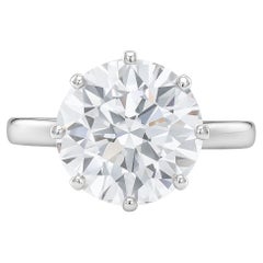 Bague en or blanc 14 carats certifiée GIA de 4,20 carats F Color Old European Cut Diamond Ring