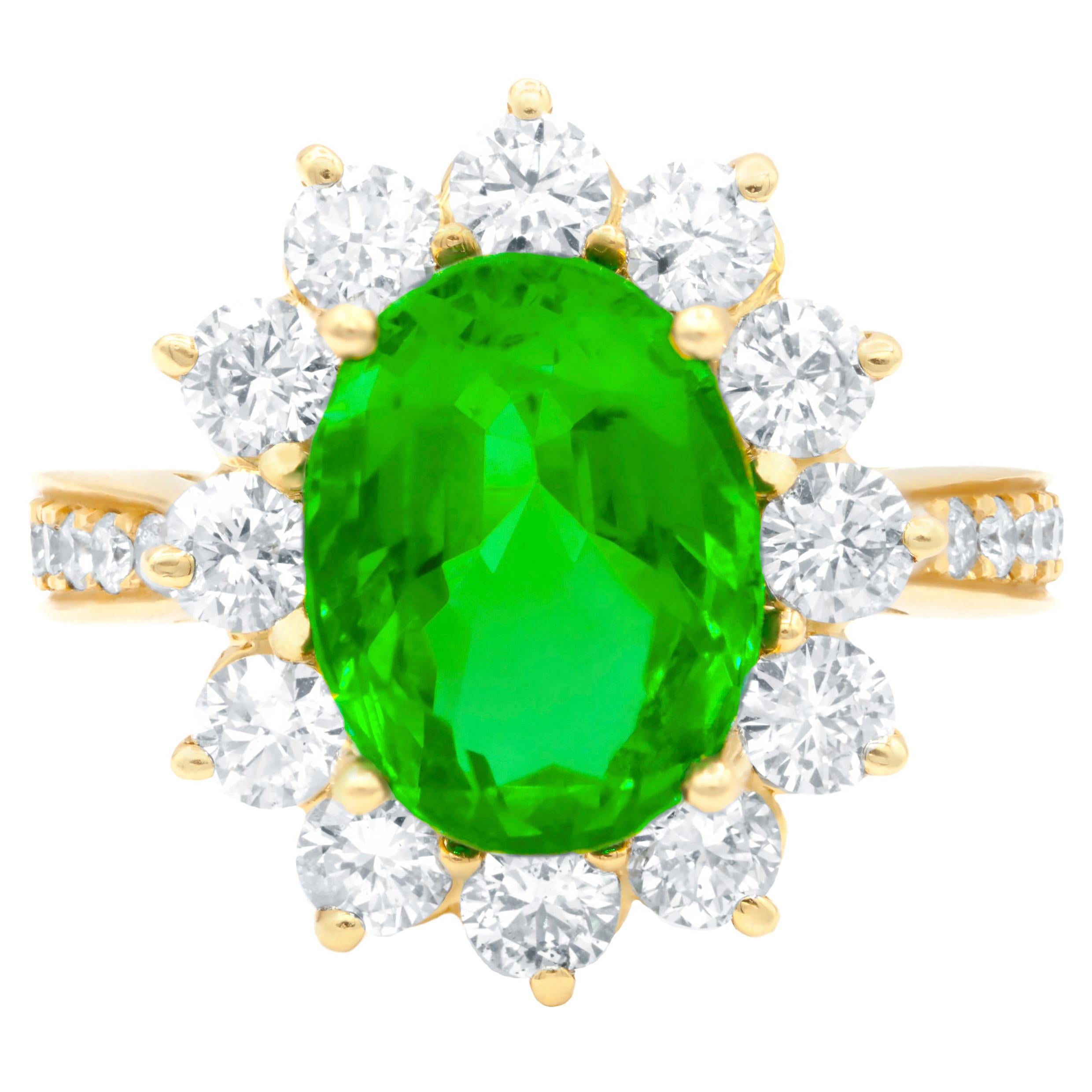GIA Certified 4.20 Carat Green Emerald and Diamond Ring