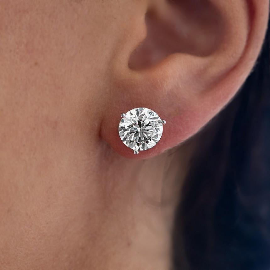 GIA certified 4.20 CTW Natural Round Diamond Stud Earrings