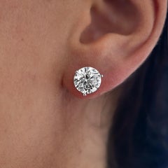 Pendientes de diamantes redondos naturales con certificado GIA de 4,20 CTW