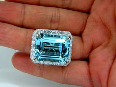 GIA Certified 42.01ct Natural "Blue" Aquamarine diamonds ring Vivid 18kt Freedom