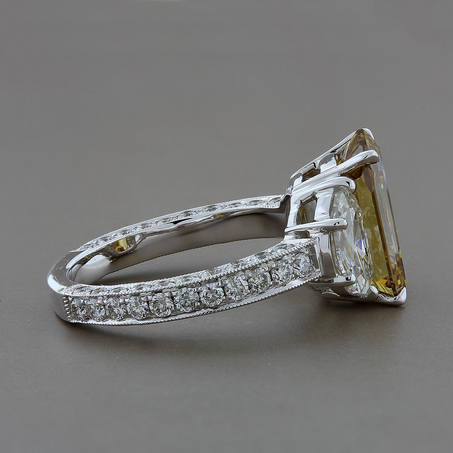 yellow emerald cut engagement rings