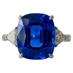 GIA Certified 4.21 carat natural blue sapphire Platinum Ring