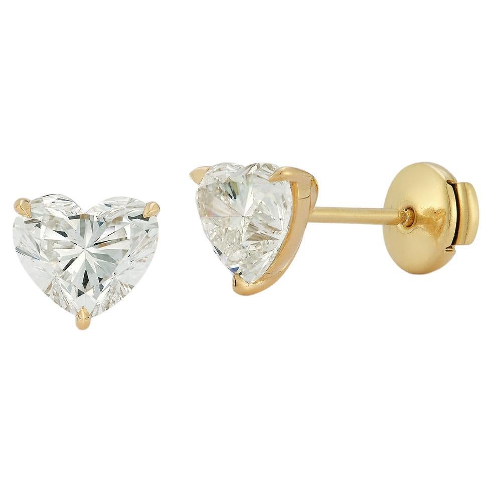 GIA Certified 4.21 Carat Total Weight Heart Shaped Earrings For Sale