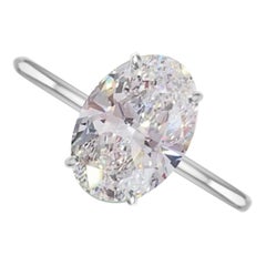 FLAWLESS GIA Certified 2 Carat Oval Brilliant Cut Diamond Ring 